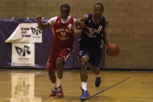 Incoming UNLV senior Kevin Olekaibe (Cimarron-Memorial) plays defense during the first week of action at the Desert Reign ProCity League over the summer.