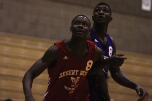 UNLV freshman Demetris Morant blocks out UNLV teammate Savon Goodman during the second week of action at the Desert Reign ProCity League over the summer.
