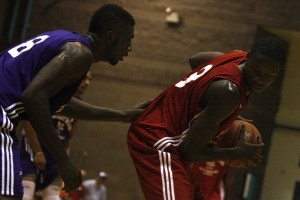 UNLV freshman Demetris Morant posts up a defender during the second week of action at the Desert Reign ProCity League over the summer.